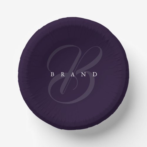 Minimal Plum Purple Elegant Monogram Company Paper Bowls