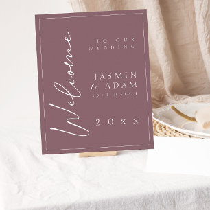Minimal Plum Purple Elegant Wedding Welcome Sign