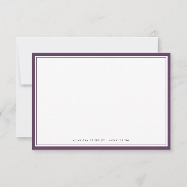 Minimal Plum Purple Flat Note Card (Front)