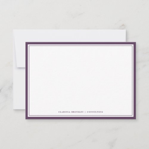 Minimal Plum Purple Flat Note Card