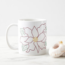 Minimal Poinsettia Line Drawing Mug