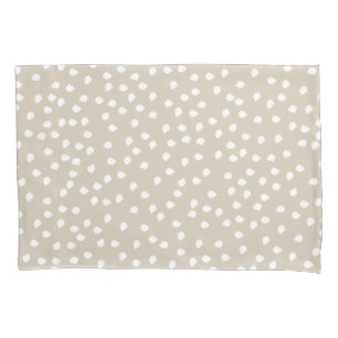 Minimal Polka Dot Beige and White Pillow Case