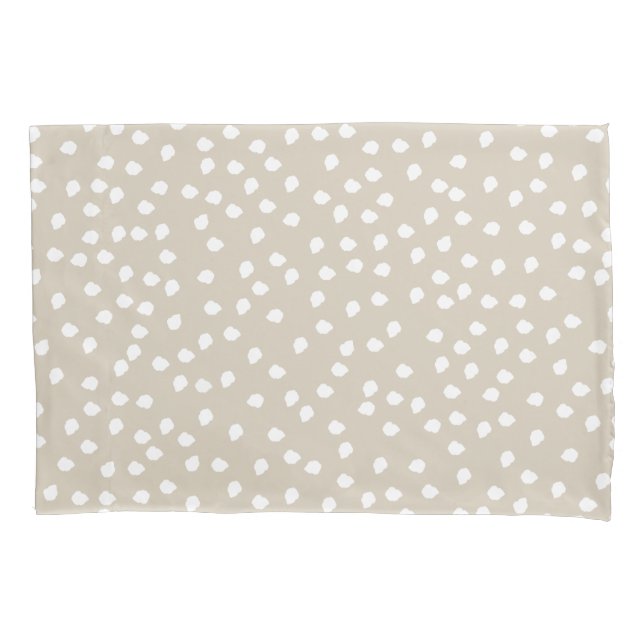 Minimal Polka Dot Beige and White Pillow Case (Front)