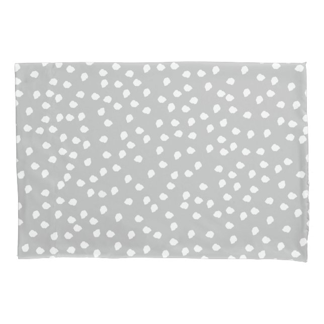 Minimal Polka Dot Gray and White Pillow Case (Front)