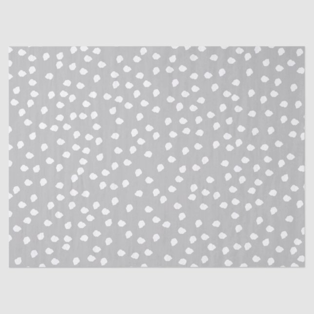 Minimal Polka Dot Gray and White  Tissue Paper (Front)