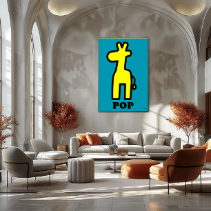 Minimal Pop Giraffe – Bold Yellow Animal Graphic Poster