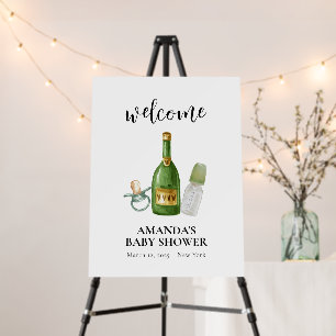 Minimal Poppin Champagne Baby Shower Welcome Sign 