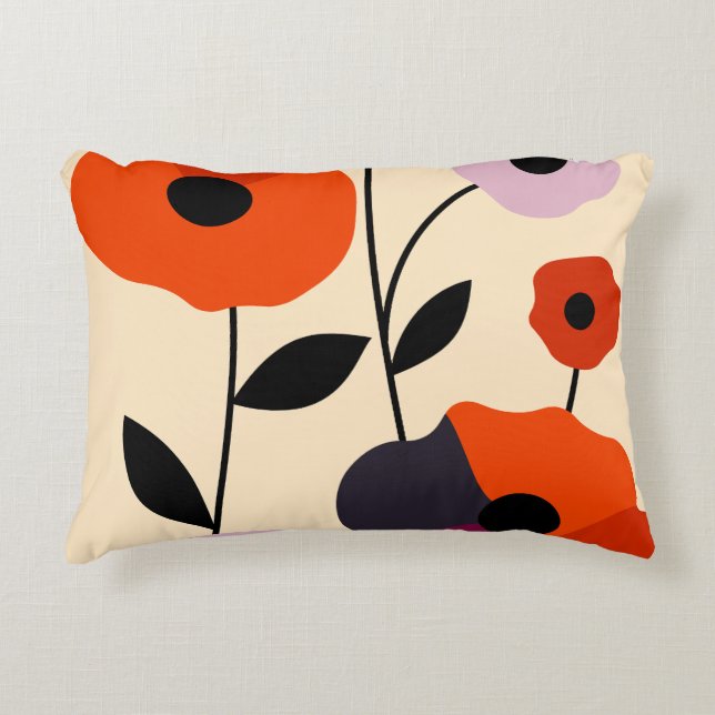 Minimal Poppy Bloom Accent Pillow (Front)