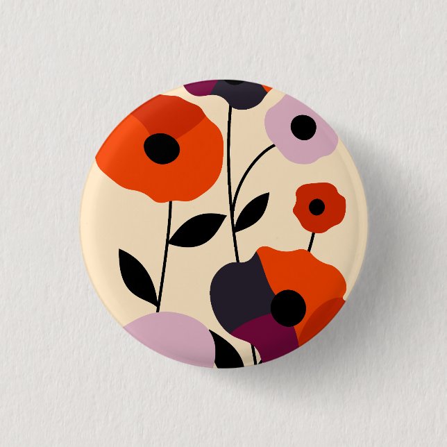 Minimal Poppy Bloom Button (Front)