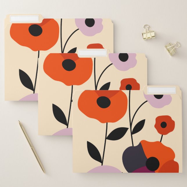 Minimal Poppy Bloom File Folder (Set)