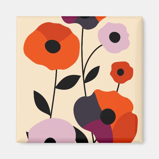 Minimal Poppy Bloom Magnet (Front)