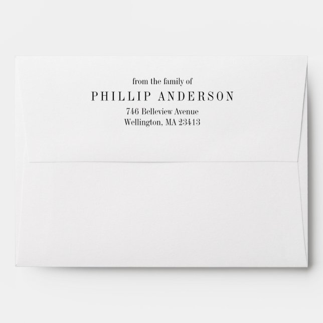 Minimal Preprinted Memorial Funeral Return Address Envelope (Back (Top Flap))