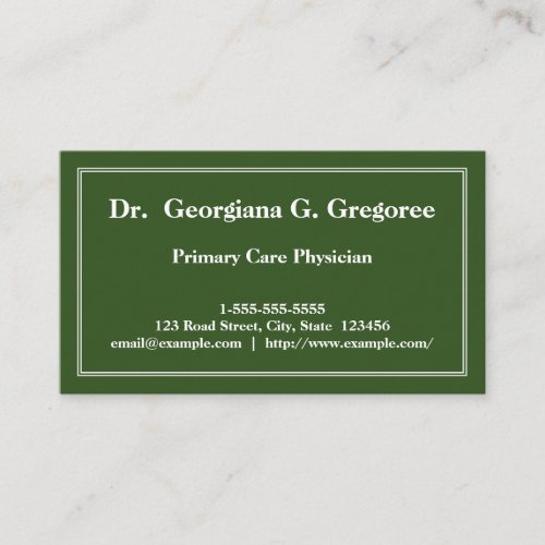 Minimal Primary Care Physician Business Card