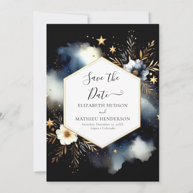 Minimal Printable Celestial Wedding Save The Date (Front)