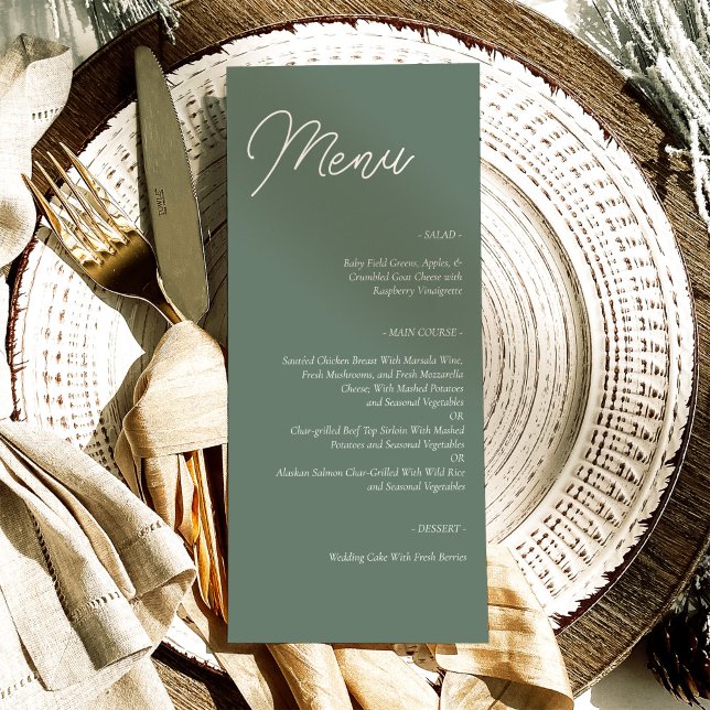 Minimal Printable Template Sage Green Wedding Menu (Creator Uploaded)