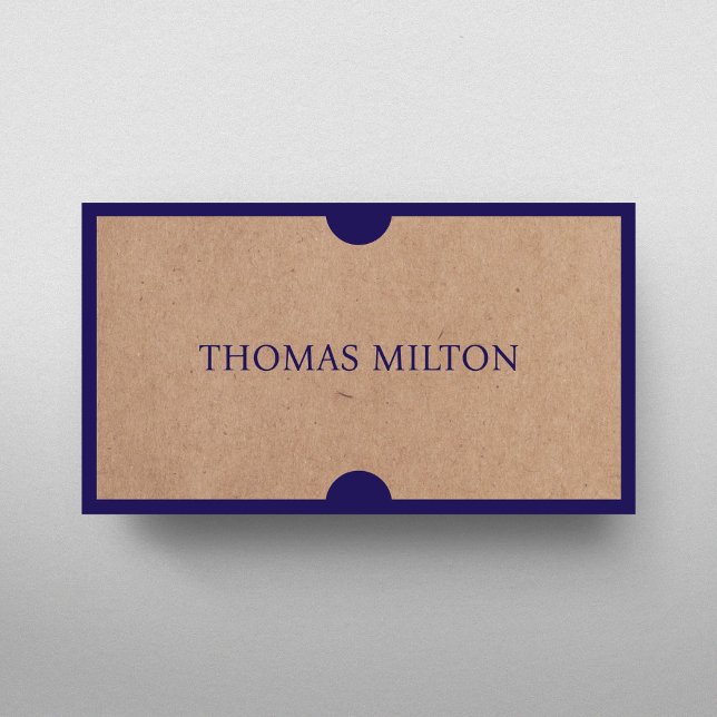 Minimal Printed Kraft Dark Blue Consultant Business Card (Creator Uploaded)