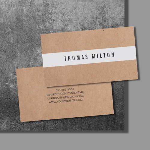 Minimal Printed Kraft Light Grey Stripe Consultant Business Card