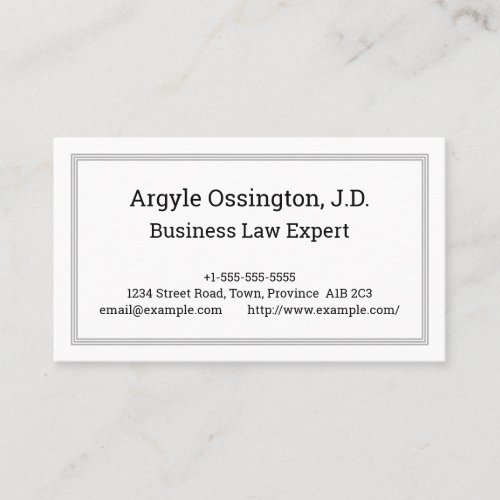 Minimal Professional Attorney Business Card