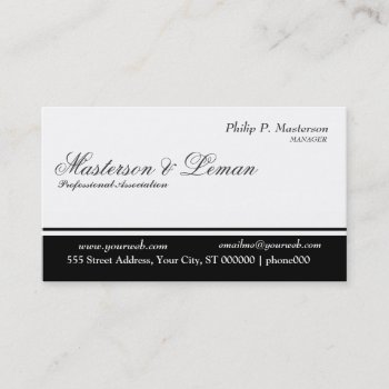 Minimal Professional   Balanced Stripe Black White Business Card by 911business at Zazzle