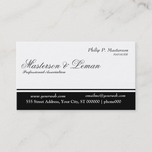 Minimal Professional   Balanced Stripe Black White Business Card