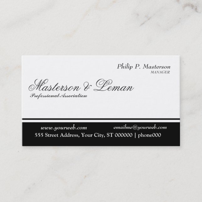Minimal Professional   Balanced Stripe Black White Business Card (Front)