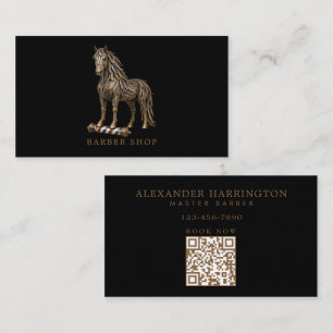 Minimal Professional Barber Shop Bronze Mustang Business Card