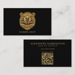 Minimal Professional Barber Shop Golden Beaver Business Card