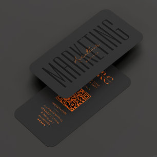 Minimal Professional Black Orange Tax Consultant  Business Card
