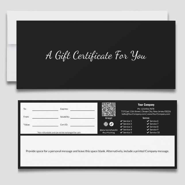 Minimal Professional Black White Gift Certificate (Minimal Professional Black White Gift Certificate)
