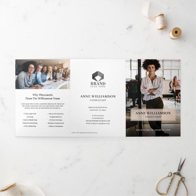 Minimal & Professional Business Marketing & Sales Tri-Fold Card (Outside)