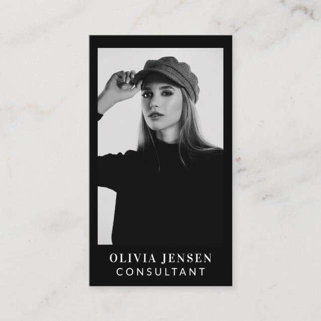 Minimal & Professional Business Photo QR Code Business Card (Front)