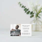 Minimal Professional Business Photo Silver Plaque Business Card (Standing Front)