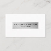 Minimal Professional Business Photo Silver Plaque Business Card (Back)