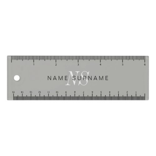 Minimal Professional Clean Monogram Grey 6 Ruler