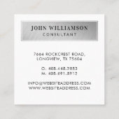 Minimal Professional Company Business Photo Silver Square Business Card (Back)