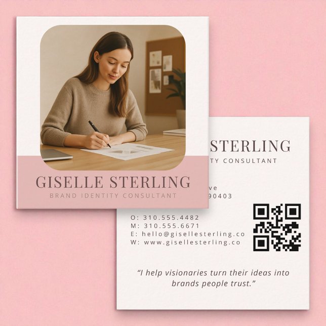 Minimal Professional Company Name Blush Pink Square Business Card (Creator Uploaded)
