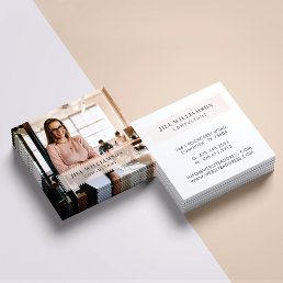 Minimal Professional Company Name &amp; Business Photo Square Business Card