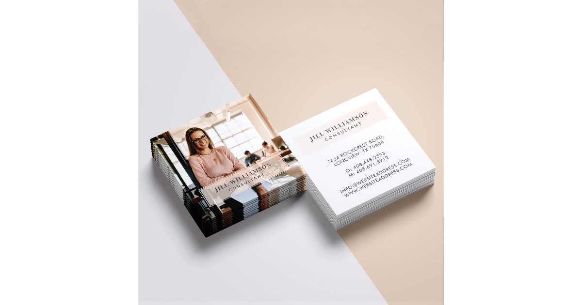 Minimal Professional Company Name & Business Photo Square Business Card ...