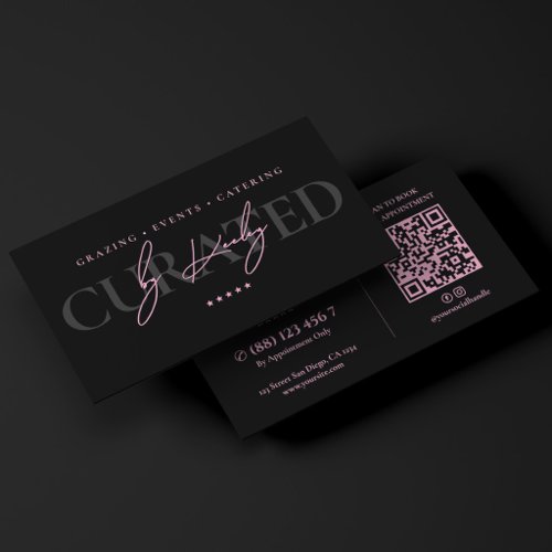 Minimal Professional Curator Pink Black Business Card