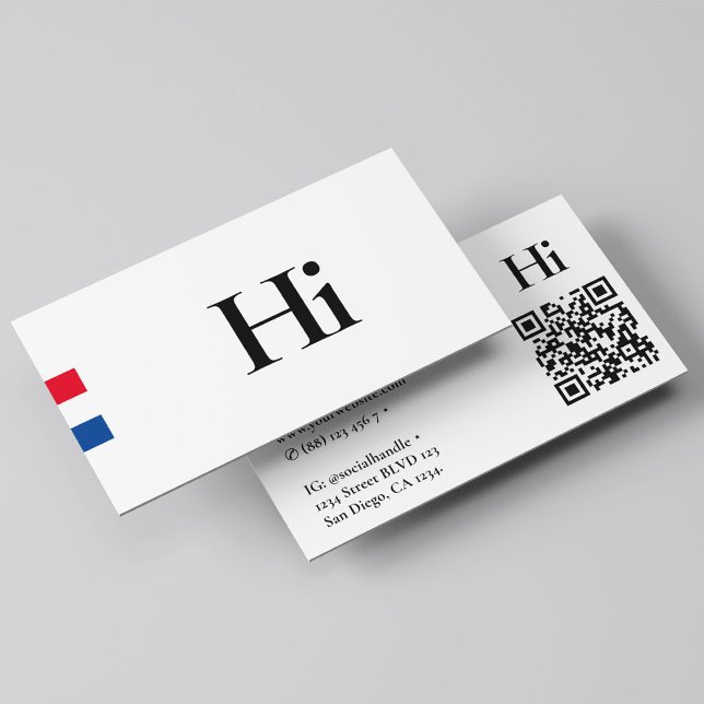 Minimal Professional Hi Monogram Red White Blue Business Card (Minimal Professional Hi Monogram Red White Blue Business Card
)