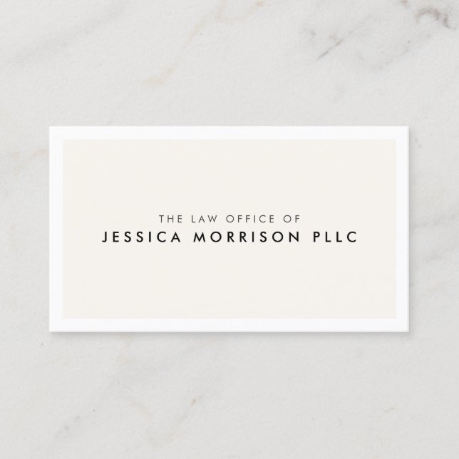 Minimal Professional Ivory/White Attorney Business Card (Front)