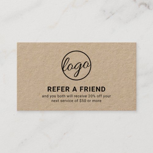 Minimal Professional Logo Modern Simple Rustic Referral Card