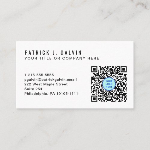 Minimal Professional Logo QR Code Business Card