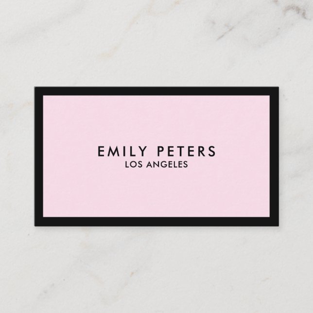 Minimal Professional Luxury Black Pink Business Card (Front)