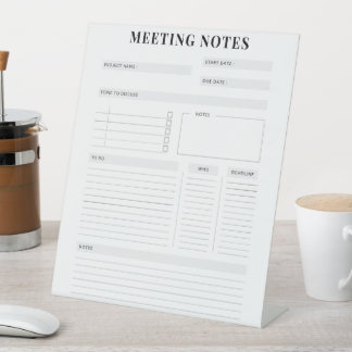 Minimal Professional Meeting Notes Planner Pedestal Sign
