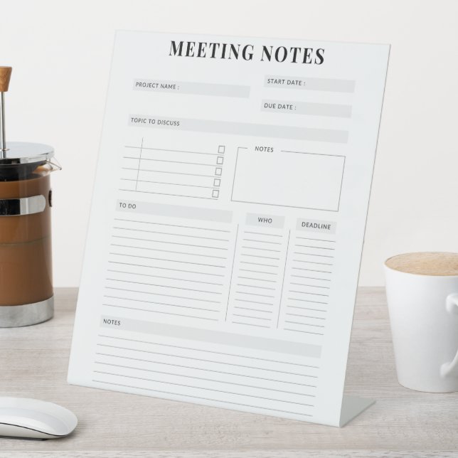 Minimal Professional Meeting Notes Planner Pedestal Sign (In SItu)