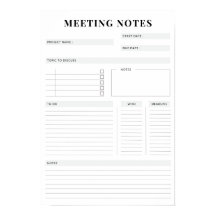 Minimal Professional Meeting Notes Planner