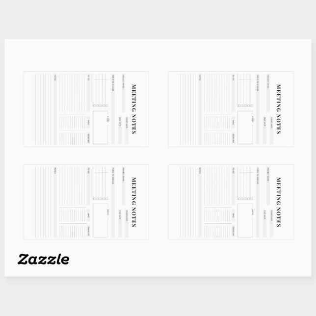Minimal Professional Meeting Notes Planner Rectangular Sticker (Sheet)