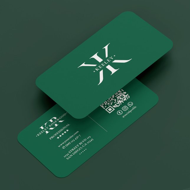 Minimal Professional Monogram Logo K Hunter Green Business Card (Creator Uploaded)