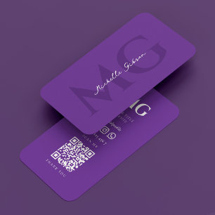 Minimal Professional Monogram Royal Purple Business Card
